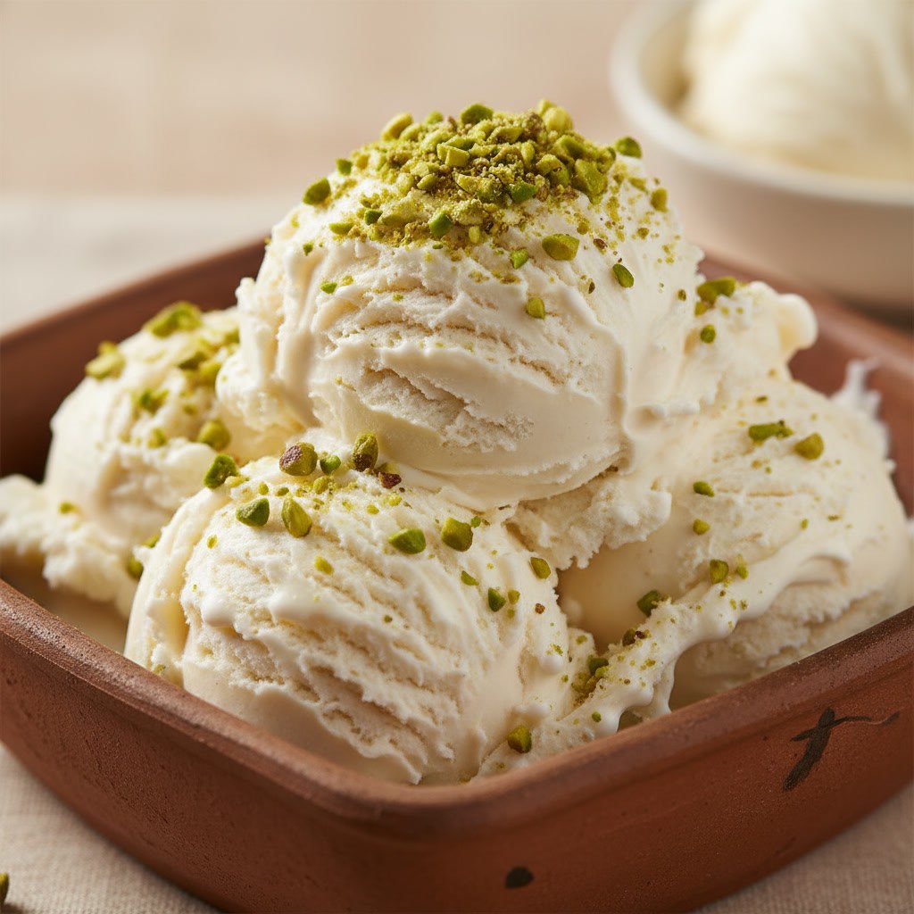 Fıstıklı kaymak dondurma kâsesi